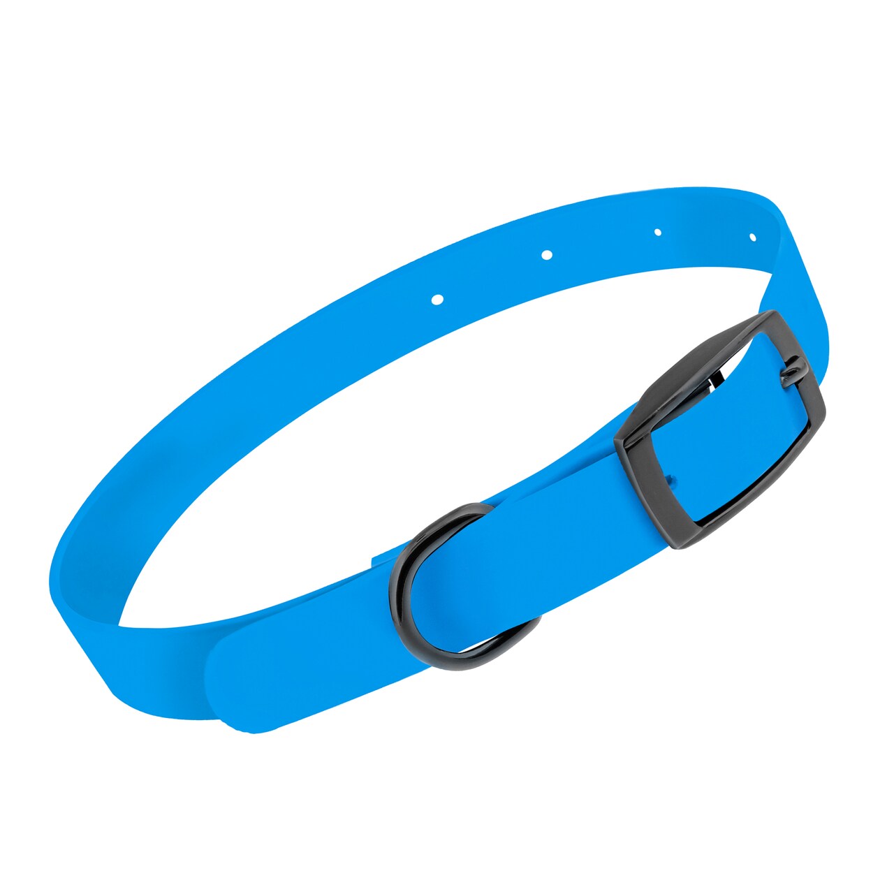 MiMu Small Silicone Dog Collar - Blue 18in Stylish Dog Collar with Prong Buckle